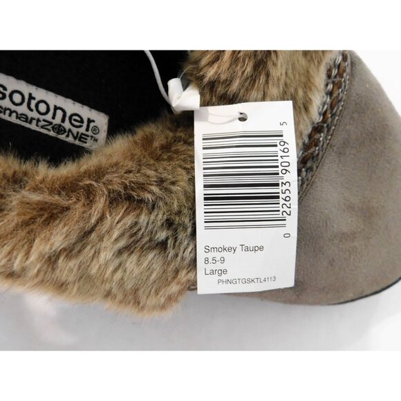 Isotoner SmartZone Slippers Womens Lg 8.5-9 Taupe Comfort Microsuede - Picture 8 of 14